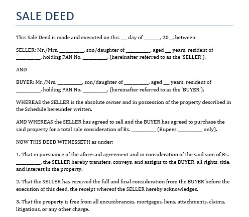 विक्रय विलेख/Sale Deed